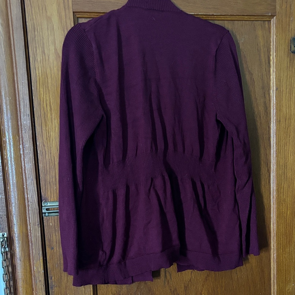 Women's Burgundy Open Front Cardigan - Picture 2 of 2